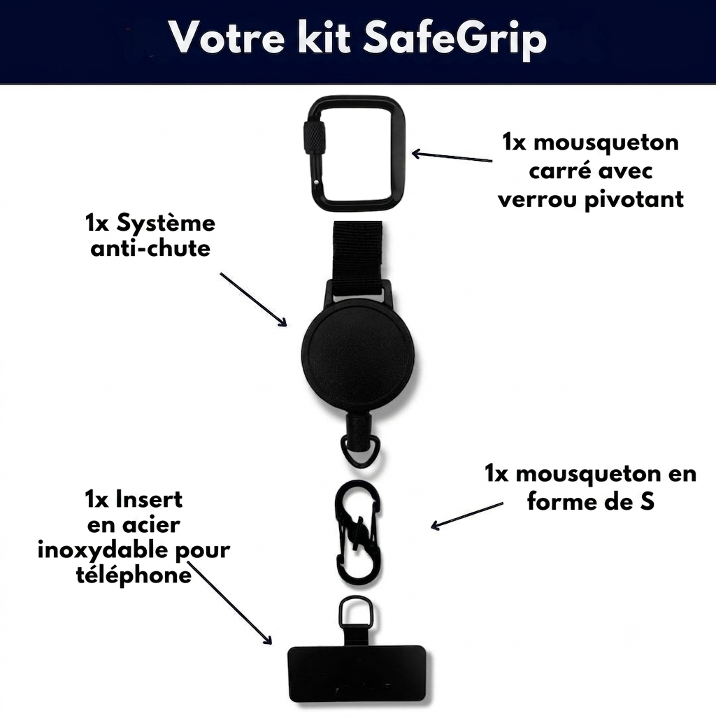 SafeGrip — Sangle rétractable anti-chute et anti‑vol