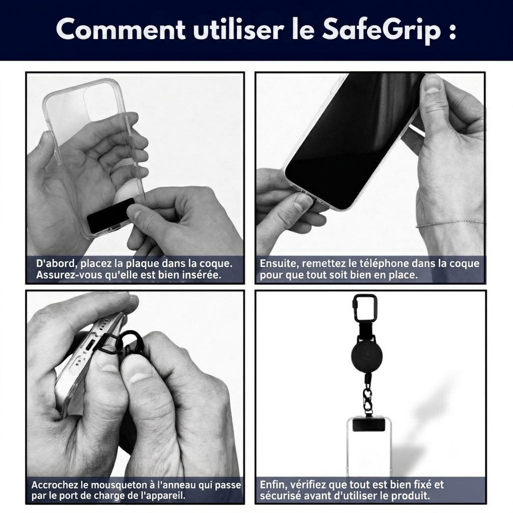 SafeGrip — Sangle rétractable anti-chute et anti‑vol